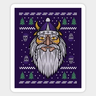 Purple and Gold Viking Ugly Christmas Sweater Style Magnet